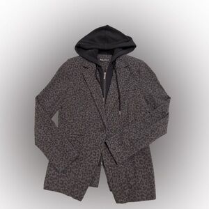 Bagatelle Women's Leopard Print Blazer - Gray and Black Sz S